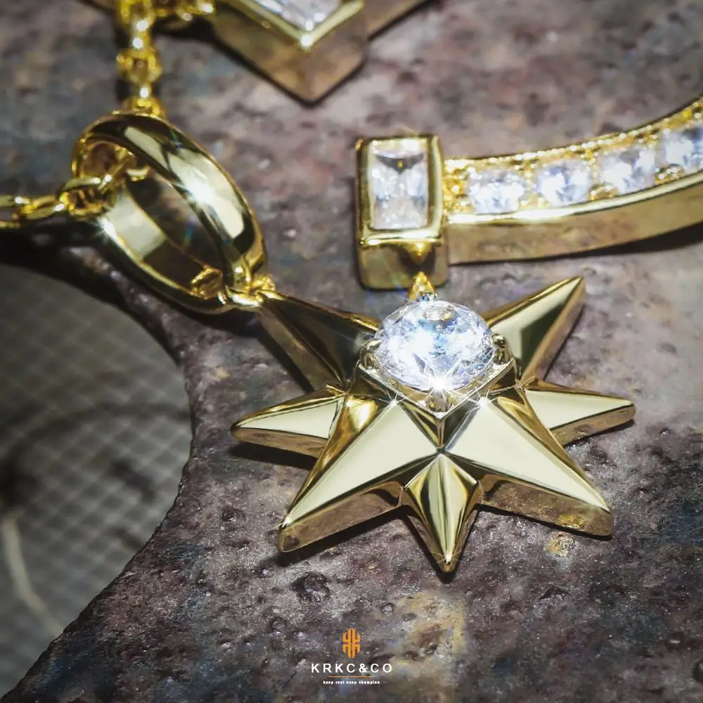 DNSCHIC Iced Out Six-Point Star and Horseshoe Pendant Wholesale Hip Hop Men and Women Lucky Pendant Hip Hop Jewelry