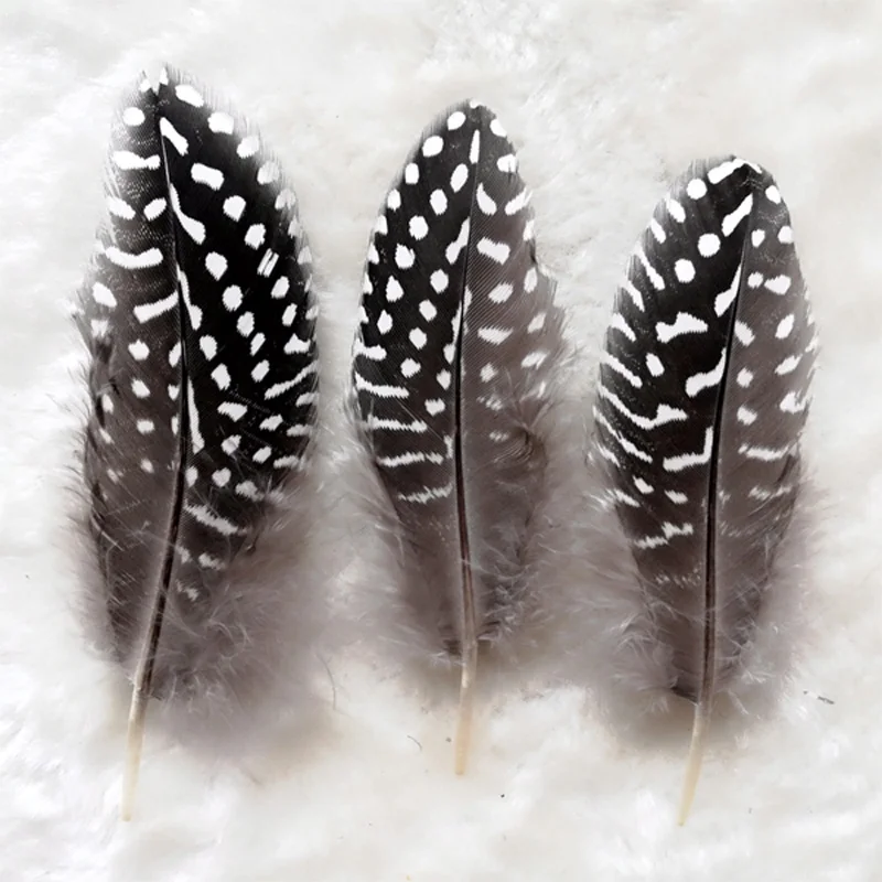 200Pcs/lot!7-10cm NATURAL Guinea Fowl Small Quill Feathers,Loose Guinea Polkadot Feathers For Crafts Making,Custom