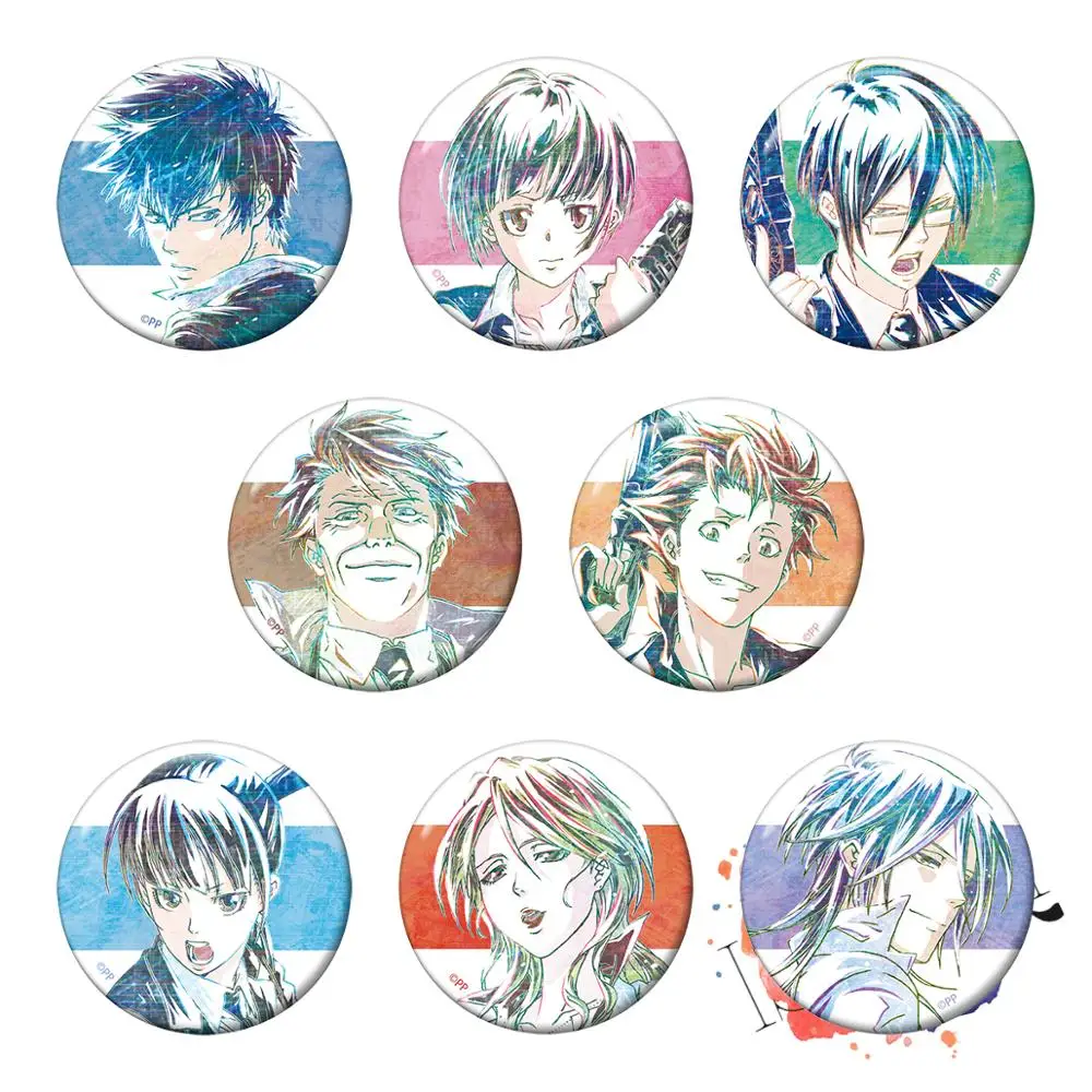 PsychoPass Anime Kougami Shin'ya Tsunemori Akane Ginoza Nobuchika Kagari Shuusei Kunizuka Yayoi Metal Badge Brooch Pins