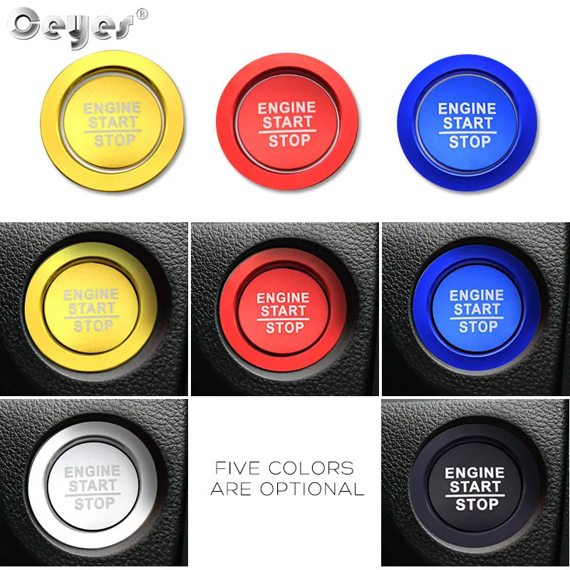 Ceyes 1pc Car Engine Ignition Start Stop Push Button Cover Ring Accessories Stickers Fit For Honda Civic Accord Odyssey Styling