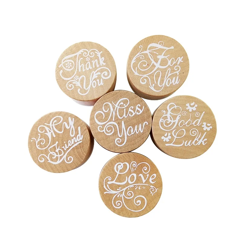 1 Pcs/lot Lovely Round Wish Stamp Wooden Rubber Stamp Floral Pattern Luck Stamps