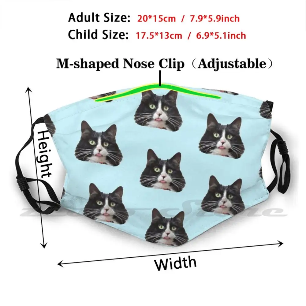 Daphne's Derpy Face Pattern Mask Cloth Washable DIY Filter Pm2.5 Adult Kids Dearest _ Daphne Funny Cat Blep Tongue Out Derp Blue