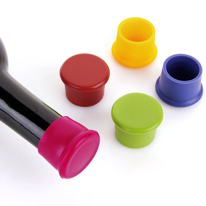 5 Colors Wine Beer Cover Bottle Safety Silicone  Stopper Fresh Keeping Bottle Cap Flavored Beer Kitchen Champagne Closures