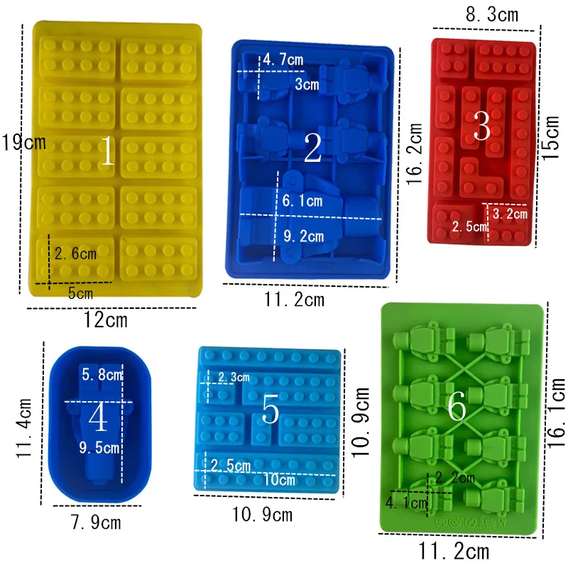 Silicone Cake Mold Chocolate Cookie Fondant Mold Robot Building Blocks DIY Ice Craem Mould Cake Decoration Kitchen Baking Tools