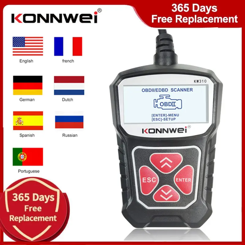 

KONNWEI KW310 OBD2 Scanner for OBD 2 OBDII Car Scanner Diagnostic Tool Automotive Code Reader Car Tools Multi-language PK ELM327