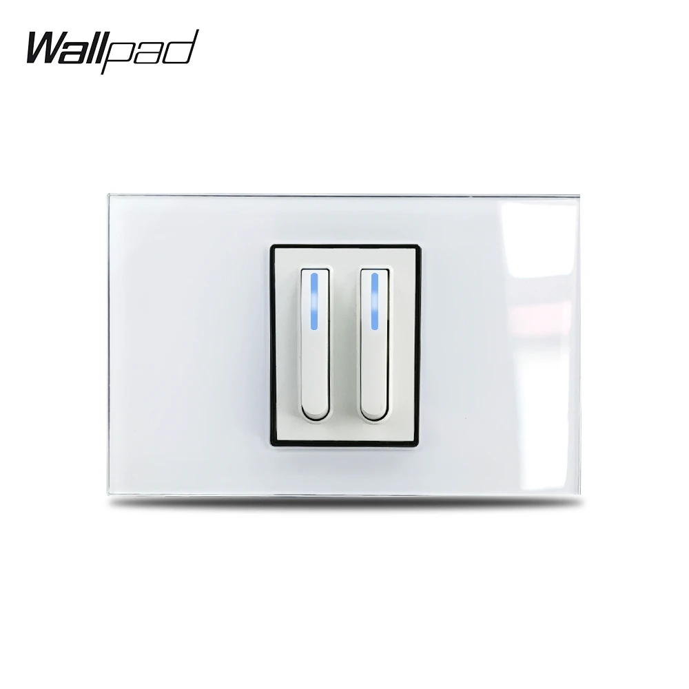 

US 2 Gang Piona Design Light Switch Wallpad L3 White Glass Panel 118*75mm AU IT IL 1 Way 2 Way Switch with LED Home Improvement