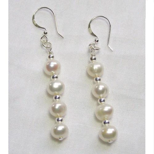 New Arrival Favorite Pearl Earring Long S925 Silver White Round Freshwater Pearl Dangle Earring Bridal Fine Lady Gift