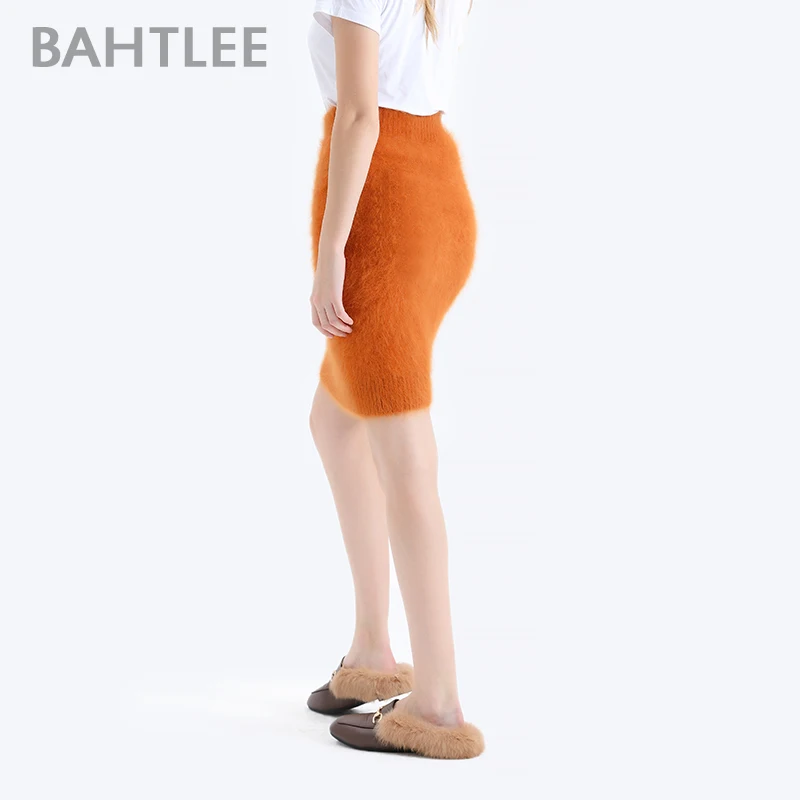 BAHTLEE-Women\'s Wool Knitted Jumper Suit, Straight Skirt, Knee-Length Empire, Monochromatic, Basic Style, Autumn, Winter