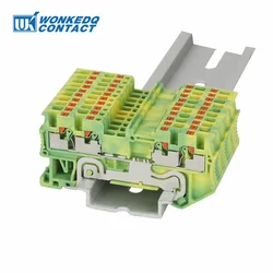 PT1.5-QU-PE Ground Terminals Push-in 4-Conductor PT 1.5 QUATTRO 1.5mm² Wire Connector Din Rail Terminal Block PT 1.5-QU-PE