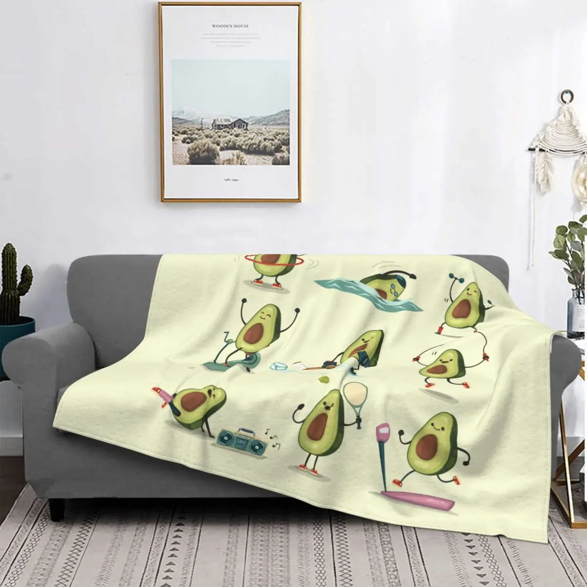 

Cute Avocado Take Exercise Blanket Avocados Lover Flannel Funny Warm Throw Blankets for Bedding Lounge All Season