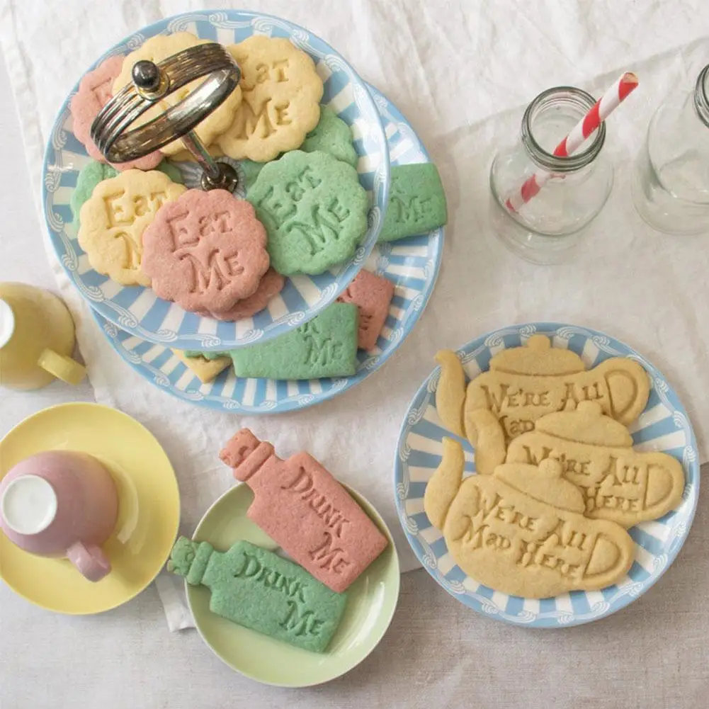 Eat Me Cake Alice In Wonderland Theme Crazy Teapot Drink Me Treat Dessert Quotes Mad Cookie Cutter Cake Decoration Tool