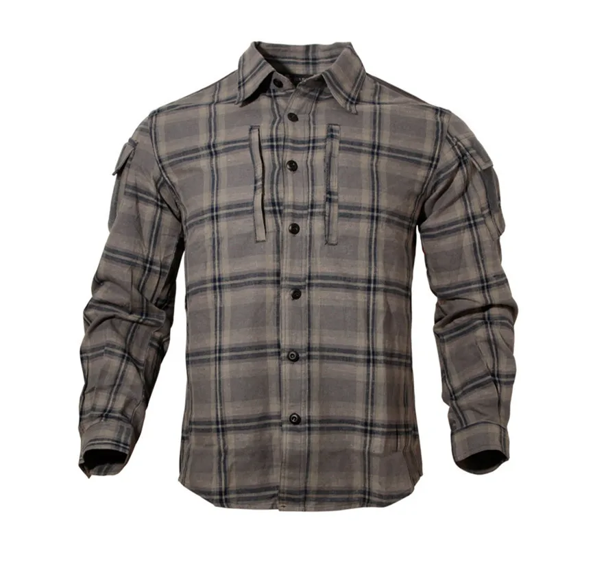 Plaid Tactical Shirt Men and Women, Long Sleeve, Cotton Clothes, Cycling, Camping, Hiking, Trekking, Fishing, Hunting, Cardigan