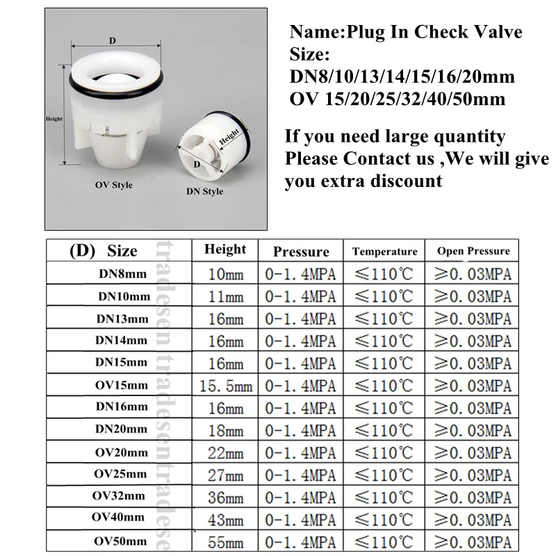 8~50mm Plug-in Plastic Non-Return Valve Spring Check Water Meter Valve Anti Drip Valve One Way Water Control Connector