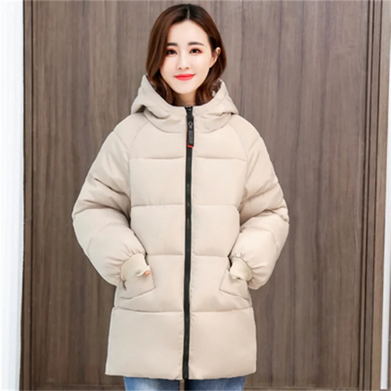 2022 New Special Size 8XL Jacket Woman Winter Down Cotton Jackets Female Fashion Loose Warm Hooded Parka Hooded Outerwear Beige