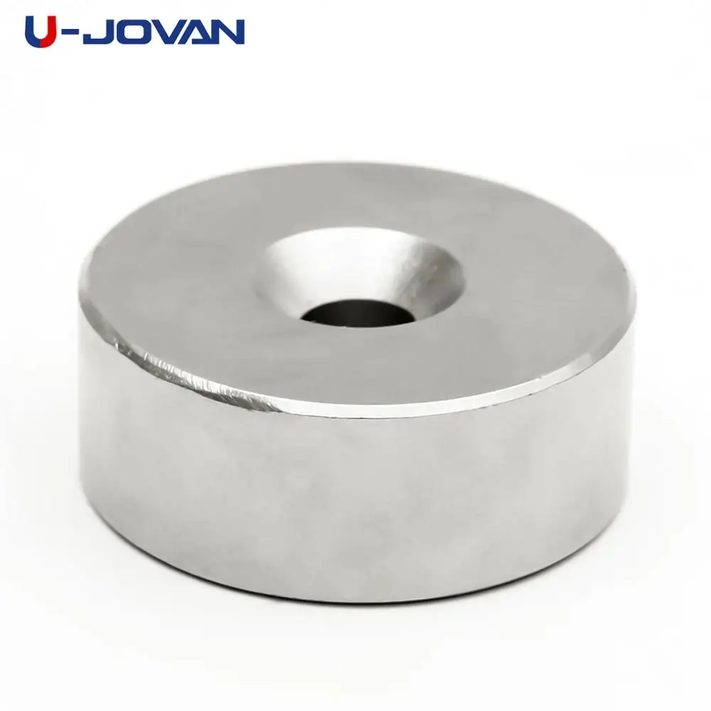 U-JOVAN 1pc 50x20mm Hole 10mm N35 Round Countersunk Neodymium Magnet Permanet Rare Earth Strong Ring Magnets 50*20-10mm