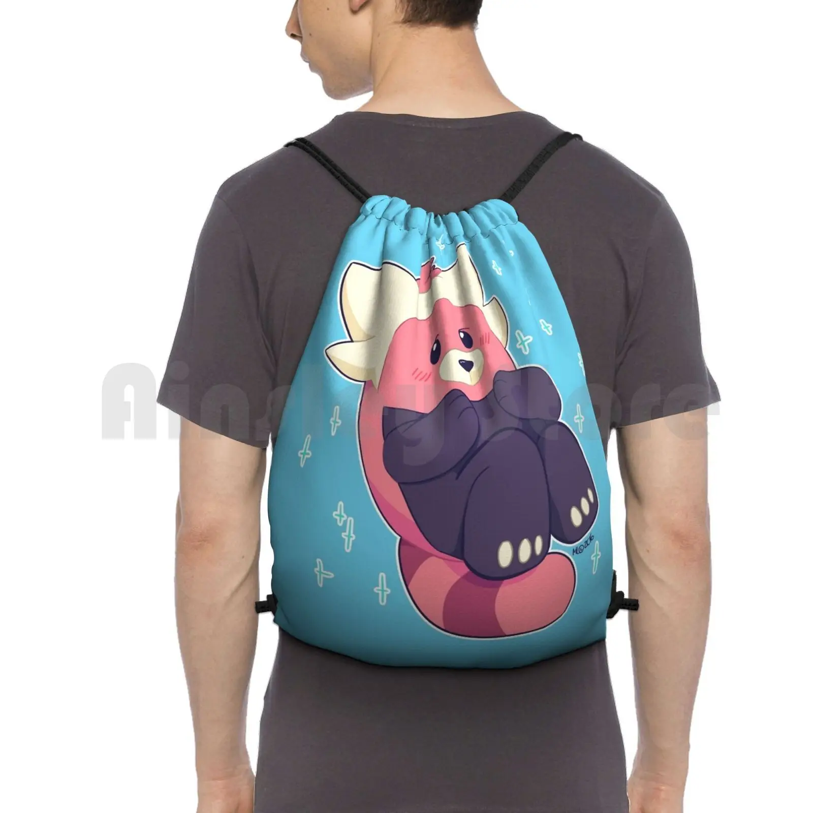 

Bewear Backpack Drawstring Bags Gym Bag Waterproof Sun And Moon Bewear Alola Alola Region Bear Pink Anime Video Games