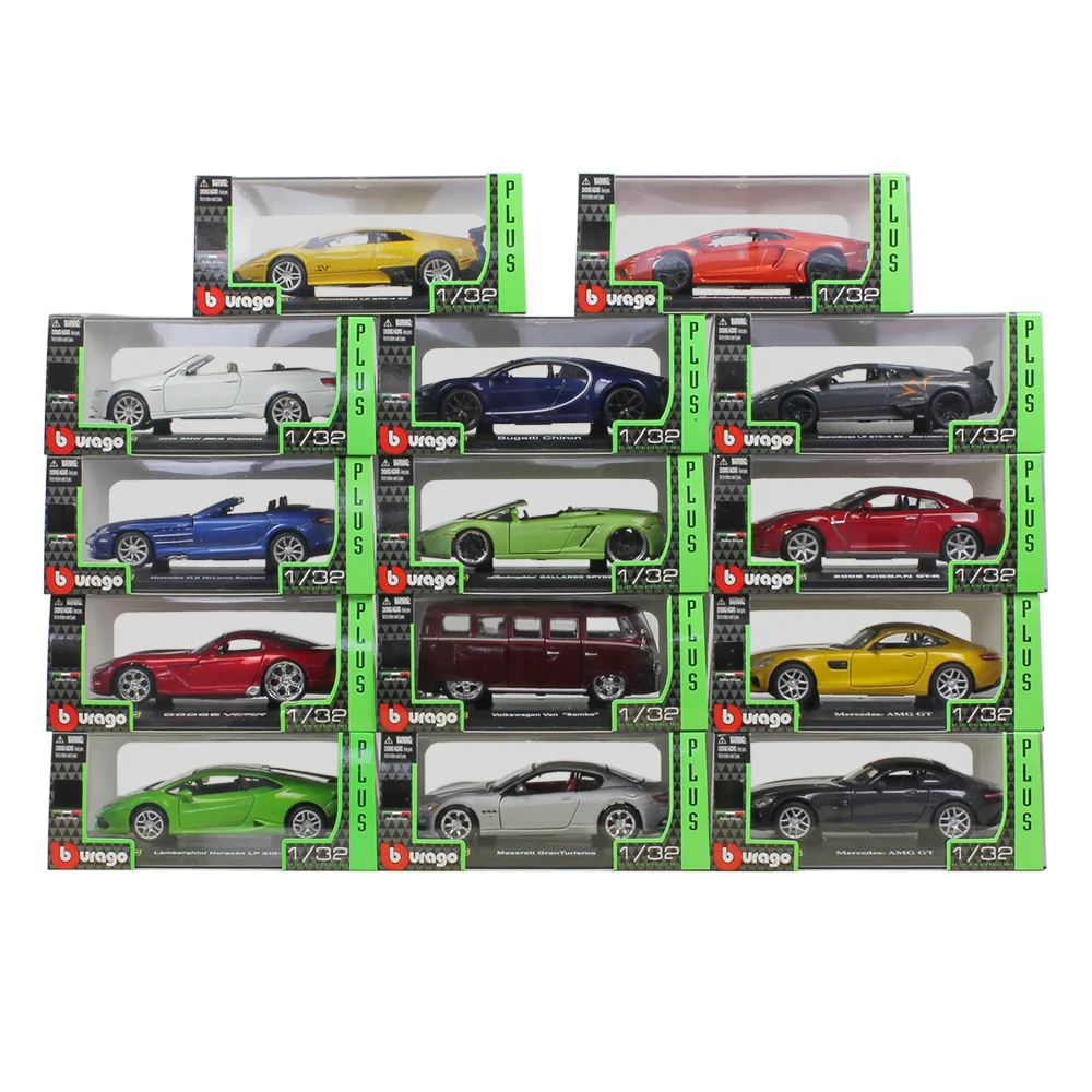 Bburago 1:32 25 styles simulation alloy car model plexiglass dustproof display base package Collecting gifts