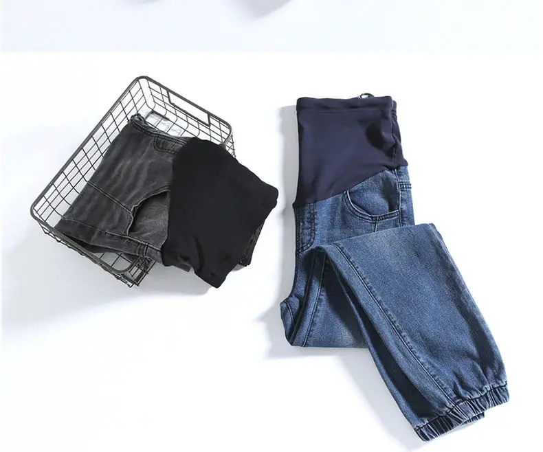 Calças de maternidade para mulheres grávidas roupas de gravidez calças de brim para mais tamanho cintura ajustável denim barriga jean outono