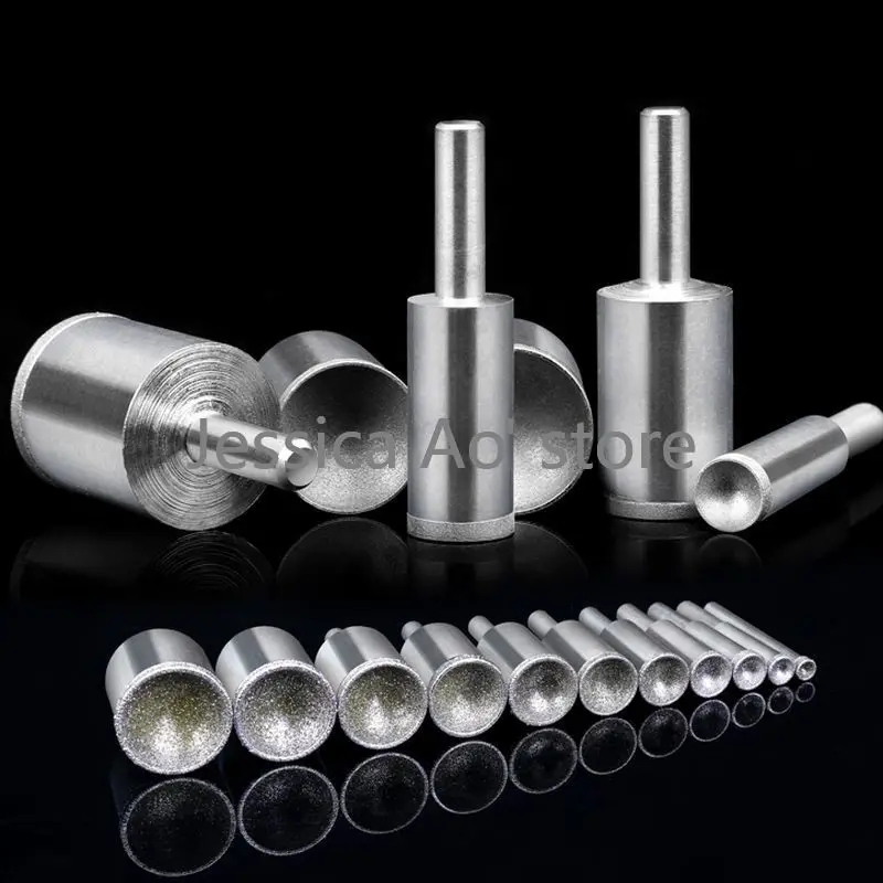 3-20mm 80/600 Grit Diamond Grinding Head for Beads Balls Polishing Fine/Coarse Sand Cylinder Rotary Burr Beads Abrasive Tools
