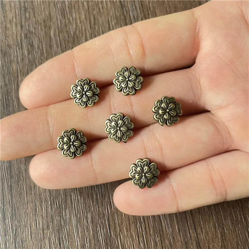 20-100pcs Alloy Peony Flower Perforated Bead Connectors Fashion Jewelry Making DIY Handmade Bracelet Necklace Accessory Material