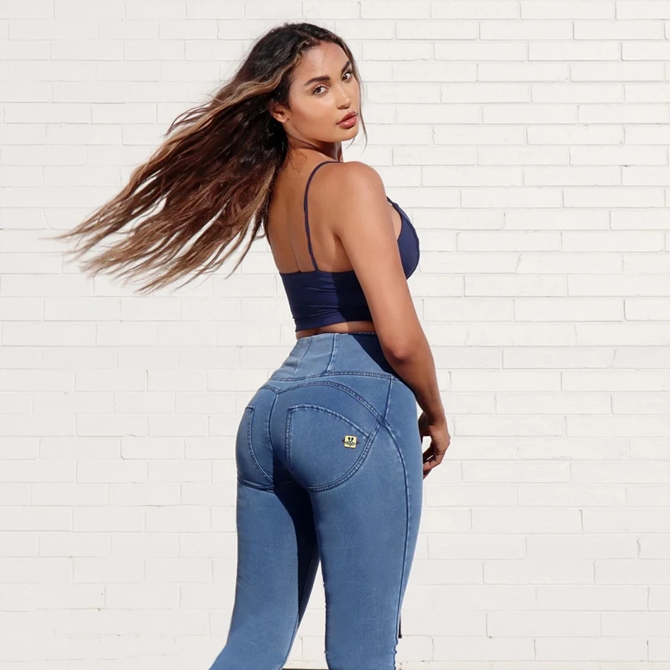 Melody Bum Lift Legginsy damskie do fitnessu Spodnie z wysokim stanem Odzież sportowa Szew Hug Jeans Slim Fit Legginsy Push Up Skinny Pants