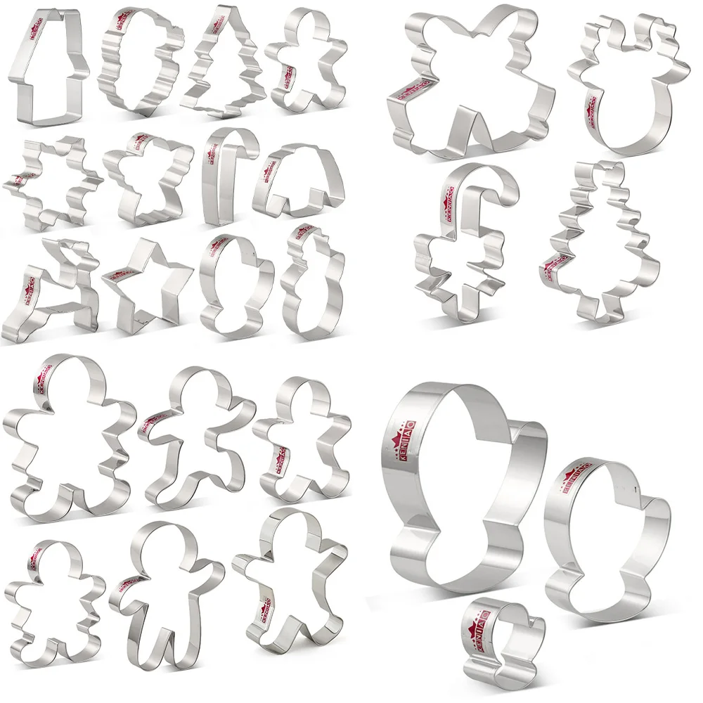 

KENIAO Christmas Cookie Cutter-Snowflake, Candy Cane, Christmas Tree, Star,Gingerbread Biscuit Fondant Cutters - Stainless Steel