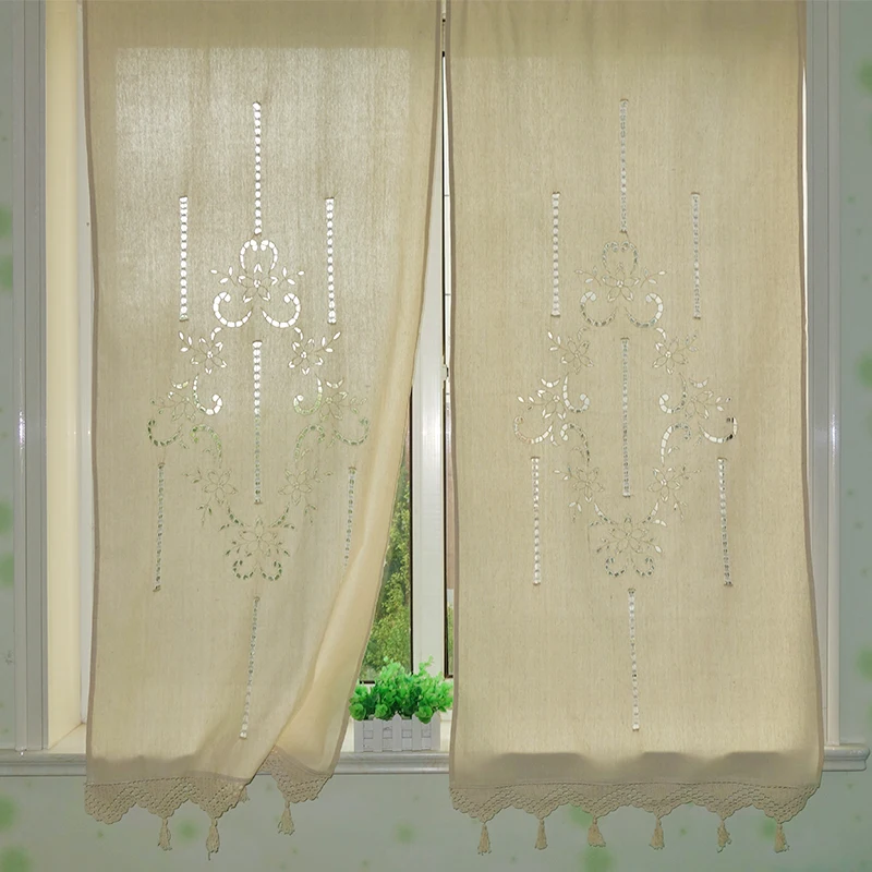 Brand New High Quality Handmade Cotton Curtains Crochet Hollow Out Curtain Cortinas Rod Pocket Kitchen Blinds Shower Curtains