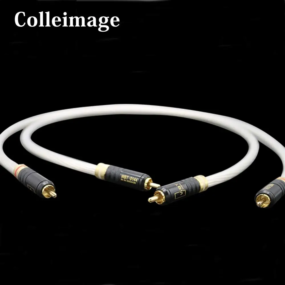 Colleimage Hifi WBT-0144 Gold Plating Plug RCA Audio Cable Dual  2RCA to 2RCA Male CD DVD Amplifier Interconnect RCA Cable