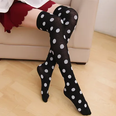 Japanese Kawaii Over The Knee Socks Cute Dot and Star Women's Stockings Sexy Long Socks Women Cotton Nylon Thigh High Stockings