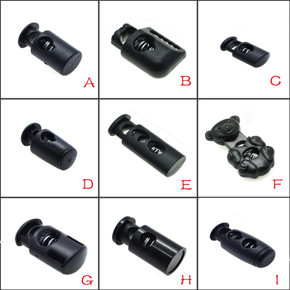 10pcs/pack Cord Lock Toggle Stopper Plastic Cord Buckle toggle clip  Garments / Backpack Accessories Black