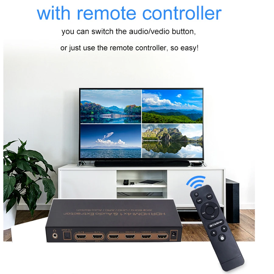 Nowy przełącznik 4K HDMI 2.0 przełącznik Splitter 4 w 1 wyjście 4K/60HZ HDCP 2.2 konwerter HDMI dla PS4 pro Blue ray DVD,Xbox