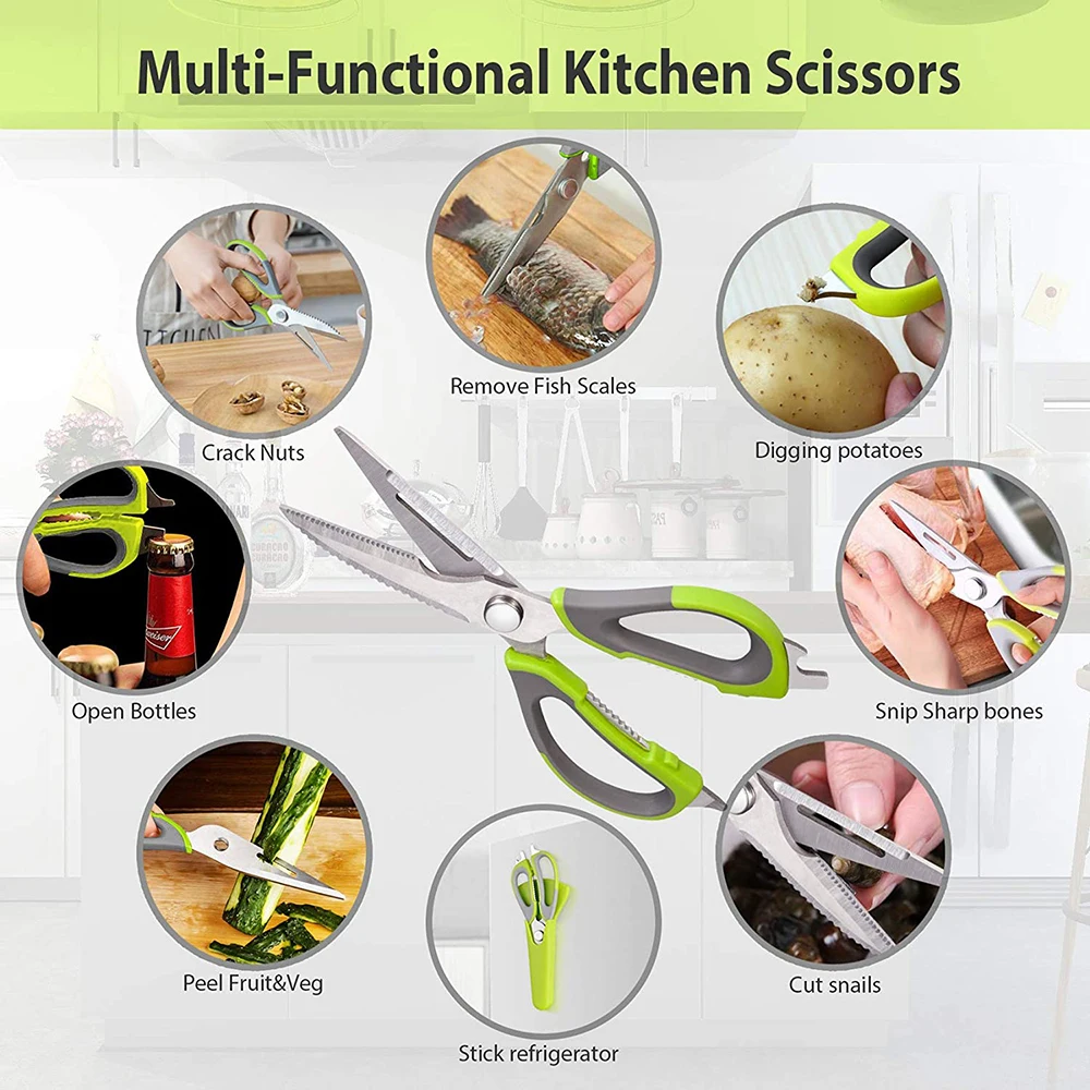 XITUO Multifunction Kitchen Scissors Magnetic Knife Seat Removable Stainless Steel Scissors For Fish Chicken Shears Cooking New