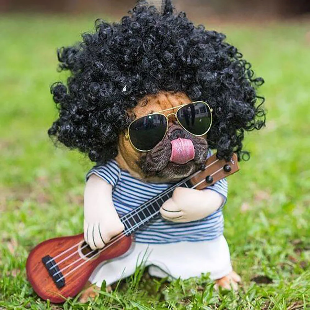 Funny Pet Clothes Guitar Player Cosplay Dog Costume Guitarist Dressing Up Party Xmas Halloween New Year Clothes For Dog Cats