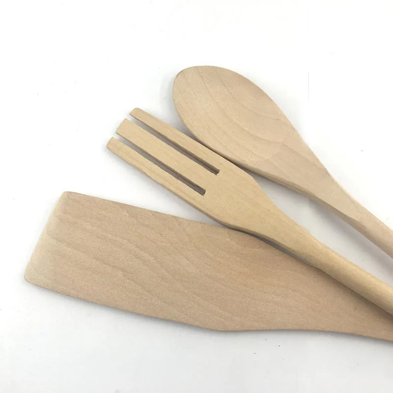 Wooden Kitchen Utensils Solid Wood Gadget Spoon Fork Turner Spatula Natural Kitchen Tools