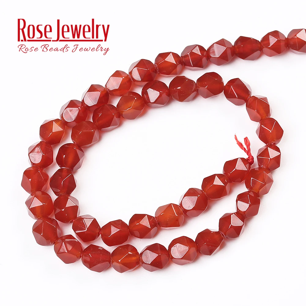 Natural Stone Multi-faceted Red Agates Carnelian Round Loose Beads 8MM Pick Size  for Jewelry Making Bracelet DIY