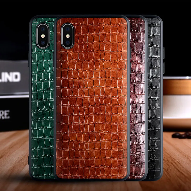 Case for Apple iPhone X XS Max funda luxury crocodile pattern leather soft TPU hard cover for iphone XS Max case funda