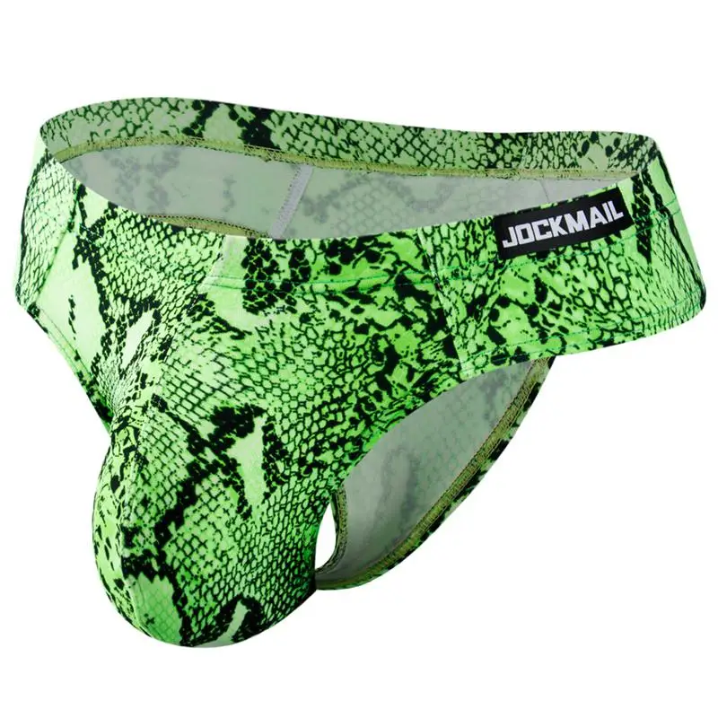 JOCKMAI New Fashion Printed Python Pattern Men Underwear Sexy Sports Party Briefs Low-Waist Seamless Sports Swimming UndearPants