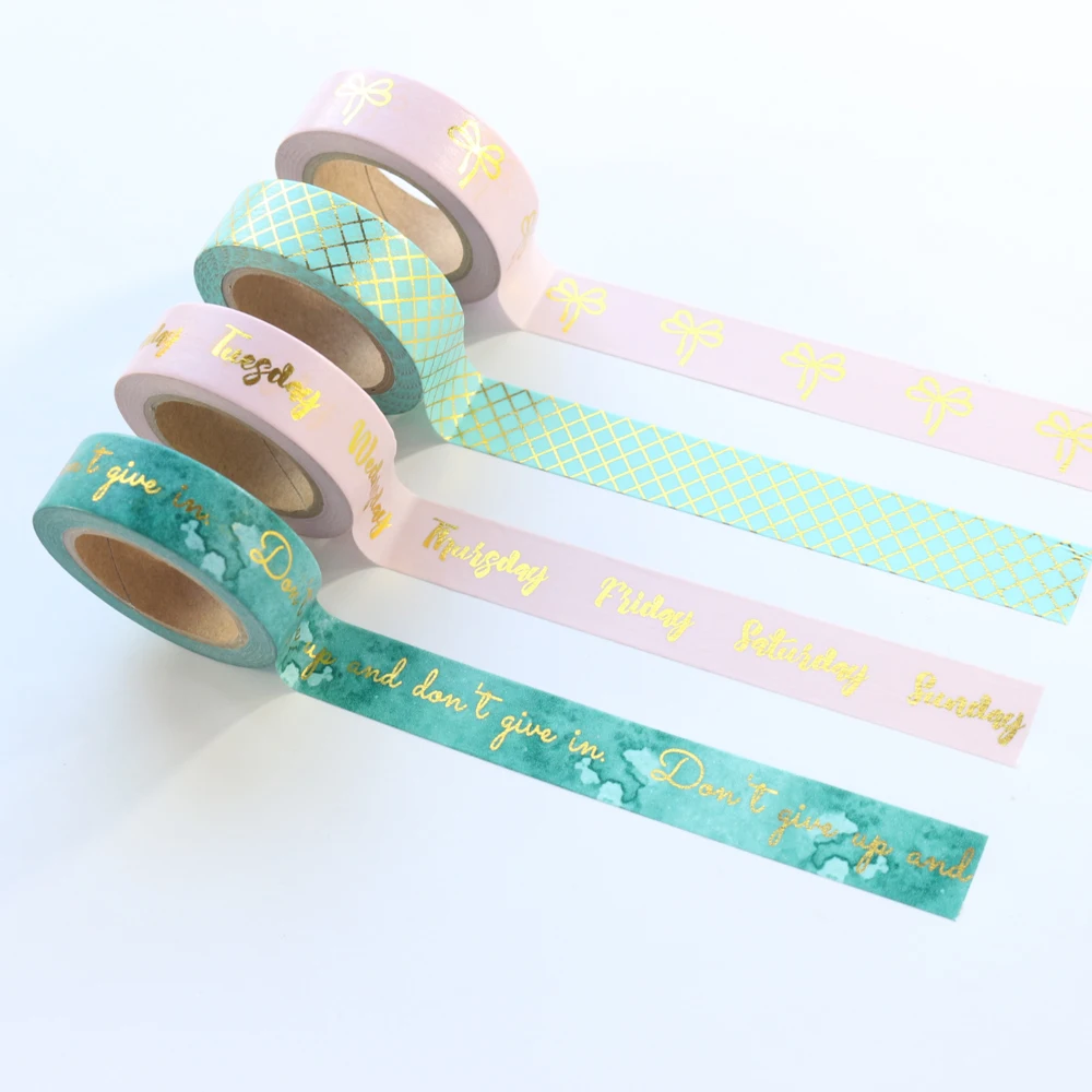 Domikee nette gold folie student dekoration washi klebeband für planer schreibwaren, feine dekorative masking klebeband für DIY handwerk arbeits