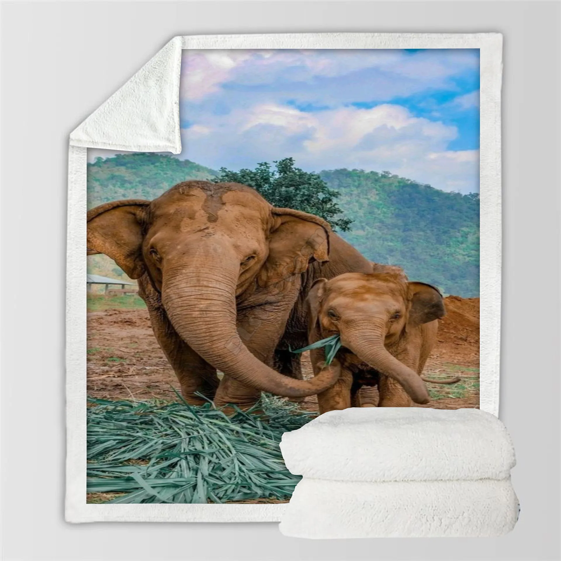 

Plstar Cosmos Elephant Fleece Blanket 3D print Sherpa Blanket on Bed Home Textiles Dreamlike style-2