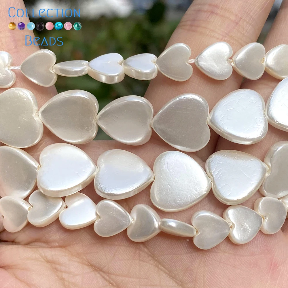 30-52pcs Natural Electroplating White Shell Beads Love Heart Shape Loose Spacer Beads For Jewelry Making Diy Bracelet 8 13mm