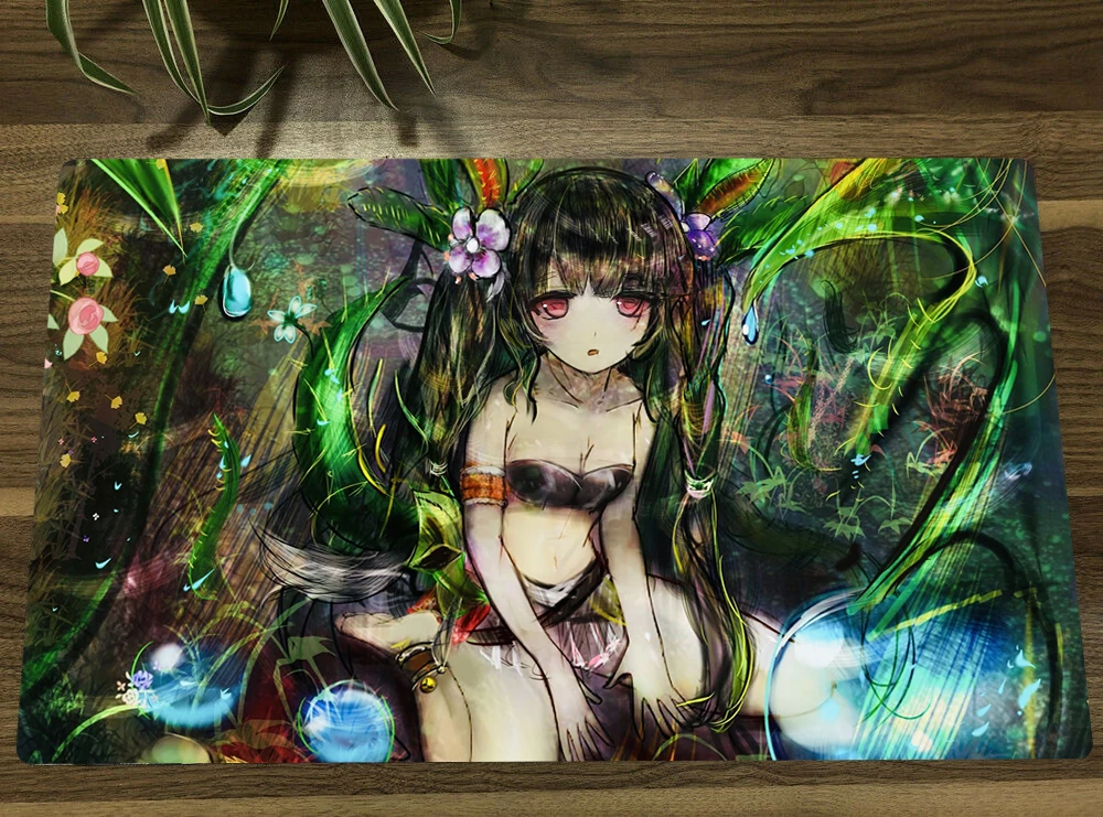 

YuGiOh Traptrix Dionaea TCG Mat Anime Girl Trading Card Game Mat CCG Playmat Anti-slip Rubber Mouse Pad Desk Mat 60x35cm