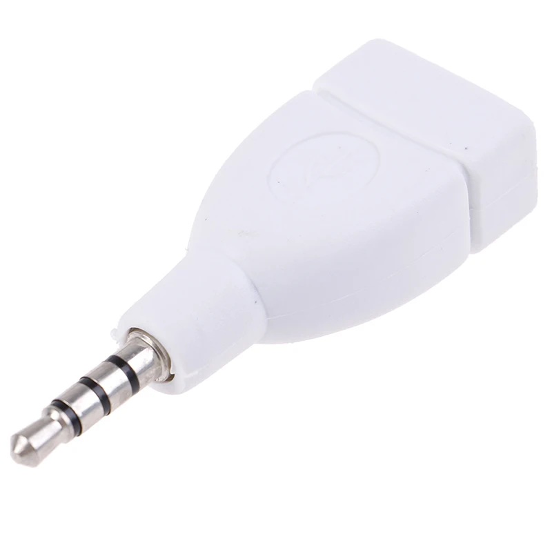 อะแดปเตอร์แปลงUSB 2.0หญิงถึง3.5มม.ชายAUX Audio Plugแจ็คสีขาว