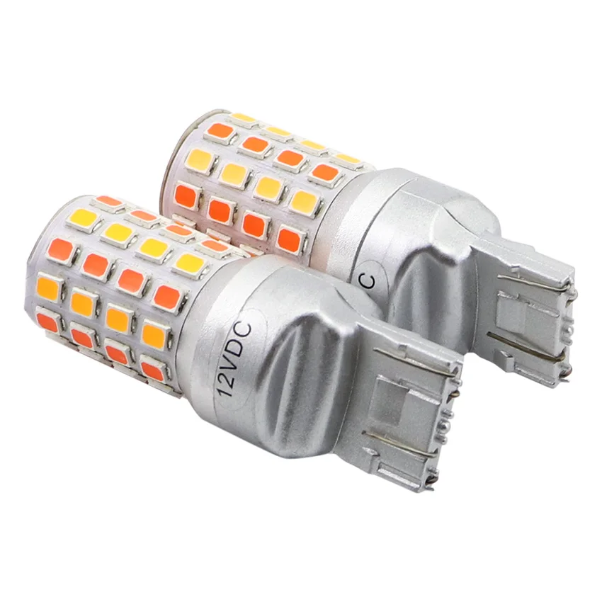 AMYWNTER T20 Led Drl 7443 W21/5W Dual Color Source Daytime Running Light Bulb Steering Function