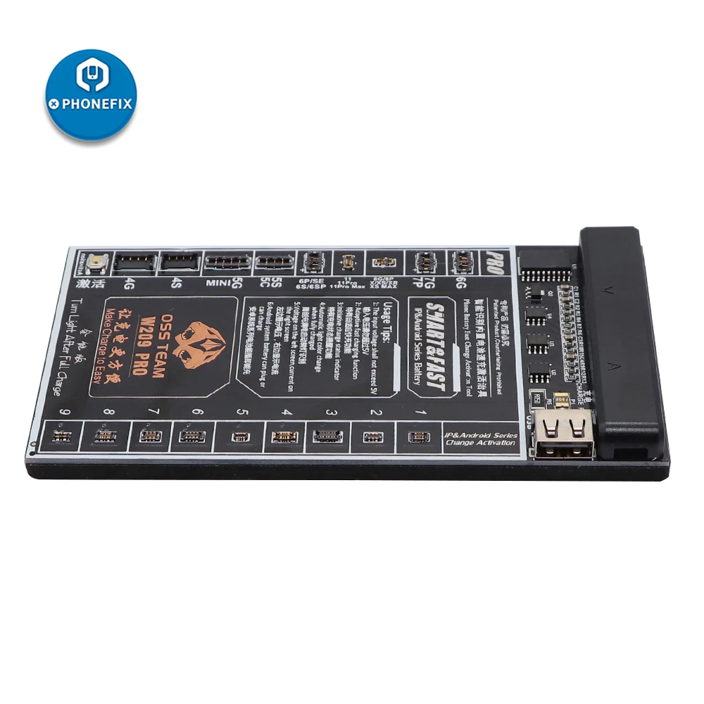 W209 Pro V8 2 IN 1 scheda di attivazione della batteria per iPhone 4-8 XS 11 12 13 14 Pro Max Samsung strumento diagnostico di ricarica della scheda della batteria