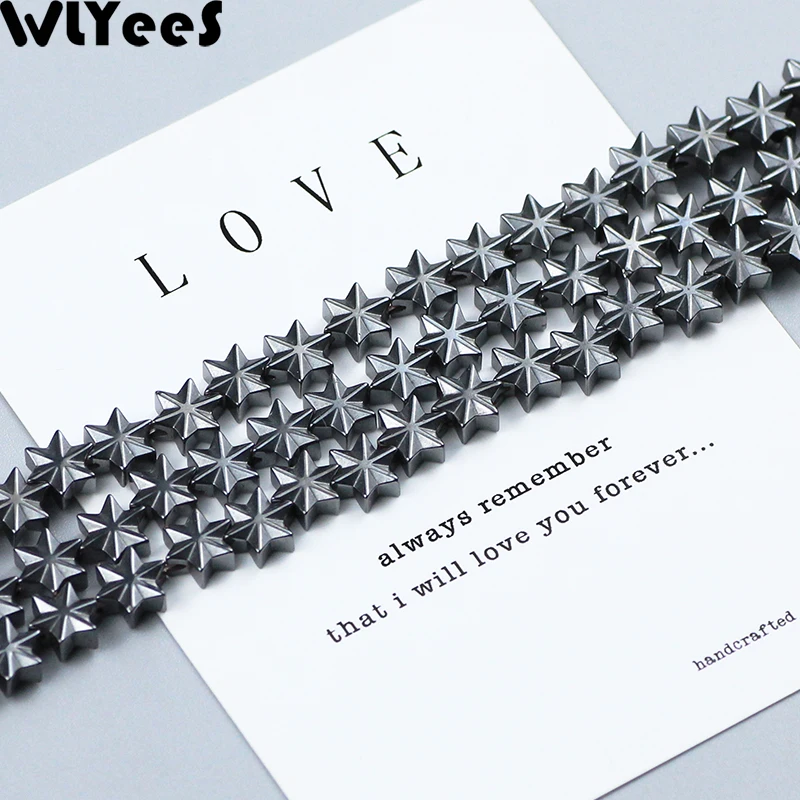 WLYeeS Hexagram Black hematite beads Natural Stone charm loose Beads For Bracelet Necklace Jewelry DIY Making Accessories 3x7mm