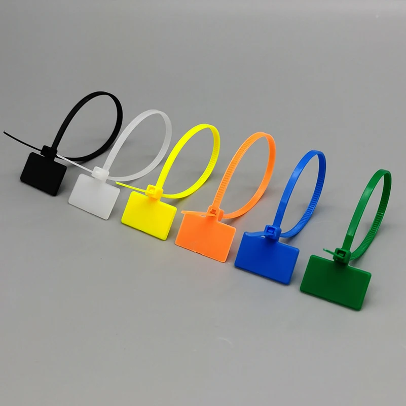 50pcs Easy Mark 4*150mm Nylon Cable Ties Tag Labels Plastic Loop Ties Markers Cable Tag self-locking Zip Ties