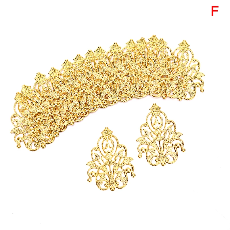 20pcs/set 35mm Filigree Crafts Hollow Embellishments Findings Jewelry Accessories Bronze Tone Ornaments