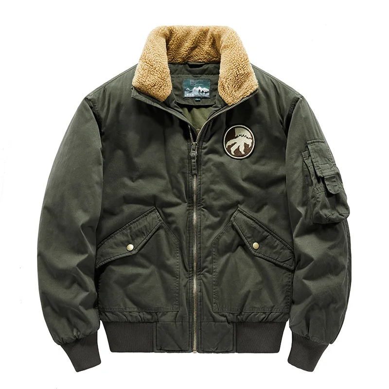 Jaqueta de inverno dos homens parkas grosso casaco de lã quente casacos militar bombardeiro jaqueta de algodão acolchoado casaco roupas masculinas plus size M-5XL