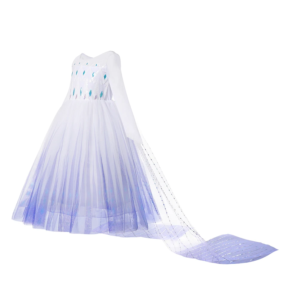 Frozen Elsa Dress for Girl Kids Baby Fancy Cosplay Frozen2 Princess Dresses Anna Elza White Dress