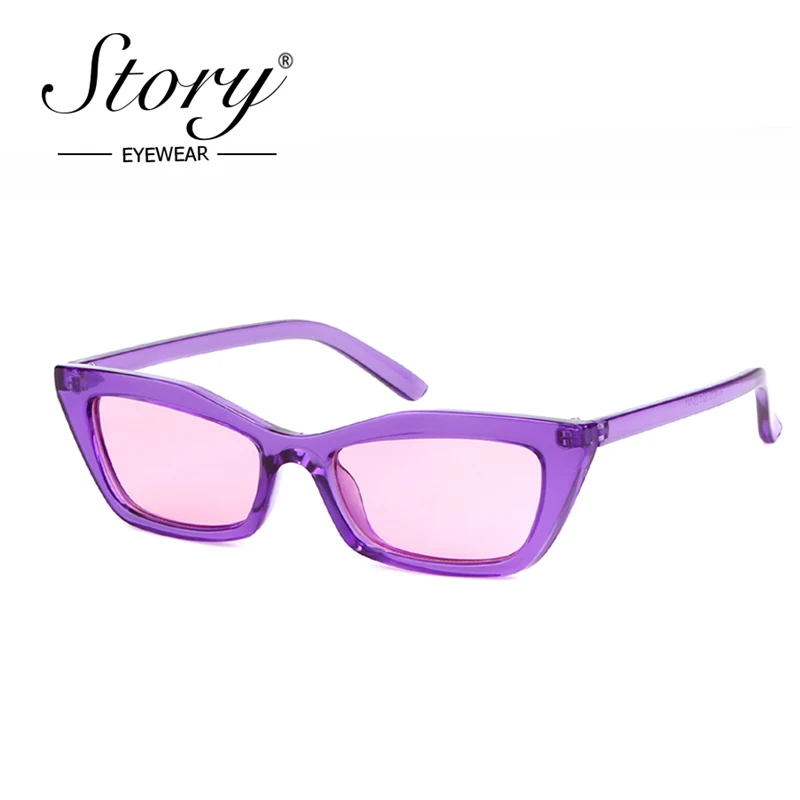 STORY 2018 New Fashion Cat Eye Sunglasses For Women Brand Designer Small Slim Cateye Sun Glasses Skinny Shades Eyewear Oculos